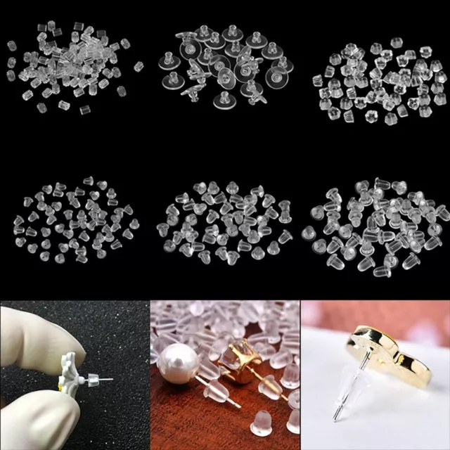 200pcs/lot Silicone Rubber Earring Caps Round Ear Blocked Stoppers Jewelry Findi