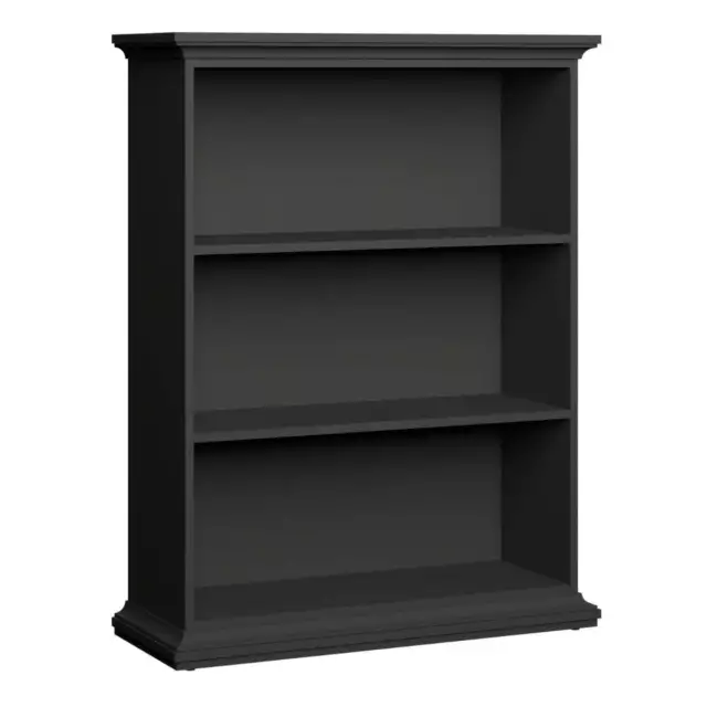 Paris French Country Style Low Wide Bookcase In Matt Grey