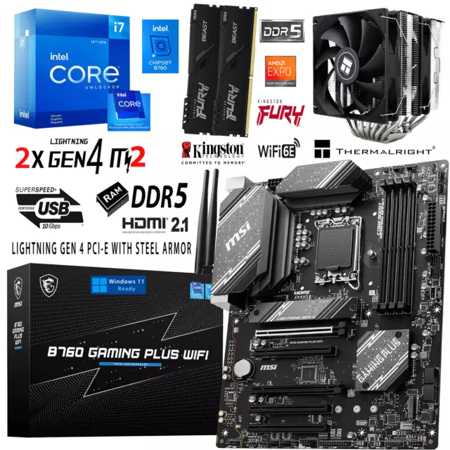 PC Bundle / Intel i7-12700KF Box / MSI B760 Gaming Plus WIFI / 64GB DDR5-6000MHz