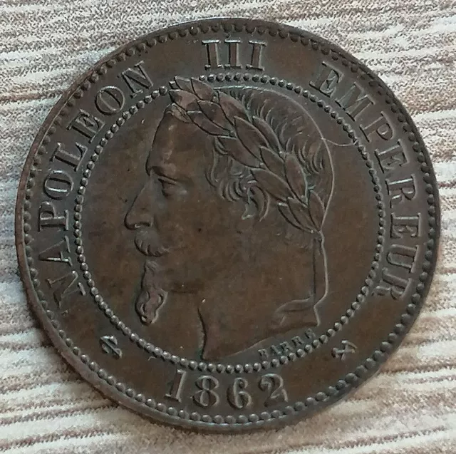 Deux centimes Napoléon III, tête laurée 1862 K (Bordeaux) en bronze