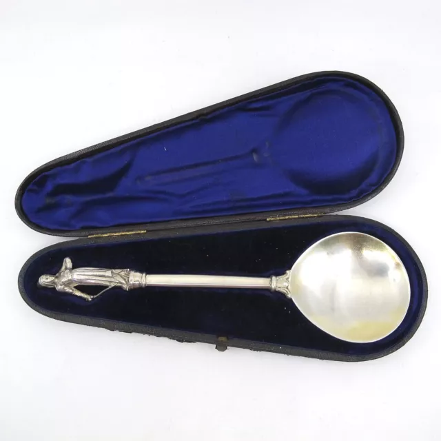 ALFRED CLARK Sterling Spoon Fitted Case Figural Princess Sword Victorian English