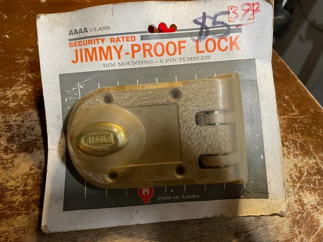 Vtg Eagle "Jimmy Proof" LockRim Mounting 5 Pin Tumbler USA B3548