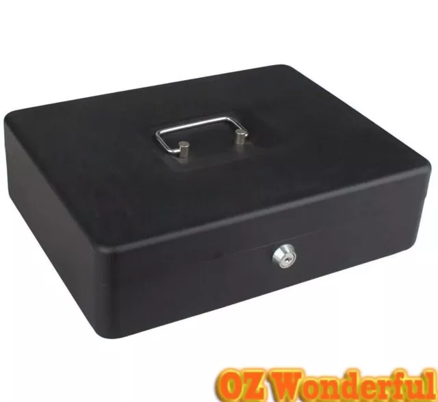 Large Lockable Cash Box Deposit Petty cash Money Box Safe Key Lock case