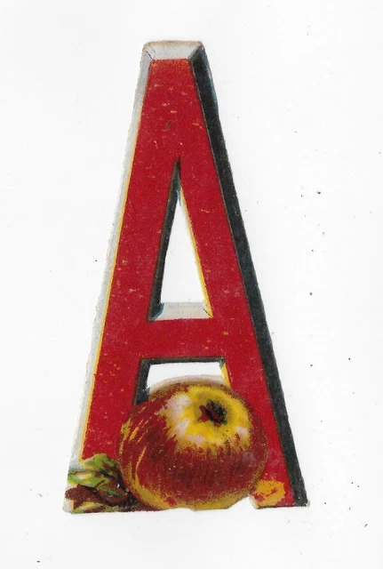 1888 Victorian, FANTASY ALPHABET, LETTER A, Antique Die-cut Scrap, 3"