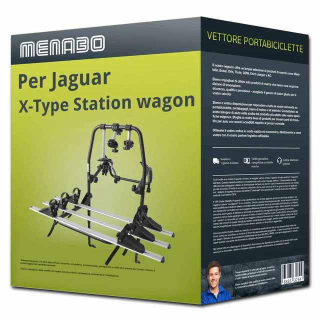 Menabo Polaris 3 portabici portellone per Jaguar X-Type Station wagon I CF1 Top