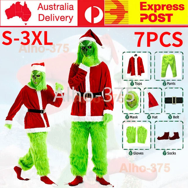 Adults The Grinch Costume Xmas Party Cosplay Christmas Santa Fancy Dress Outfits