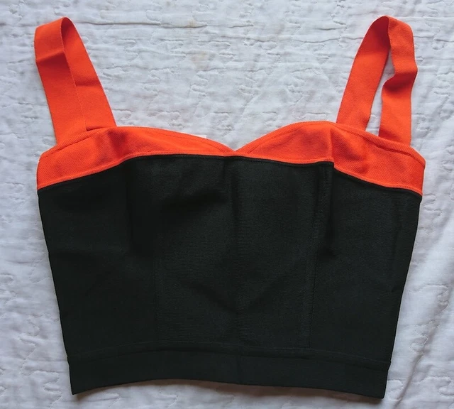 Crop Top H&M Jaune à Rayures Blanches - Manches Courtes, Taille M, Coton, Neuf Sans étiquettes