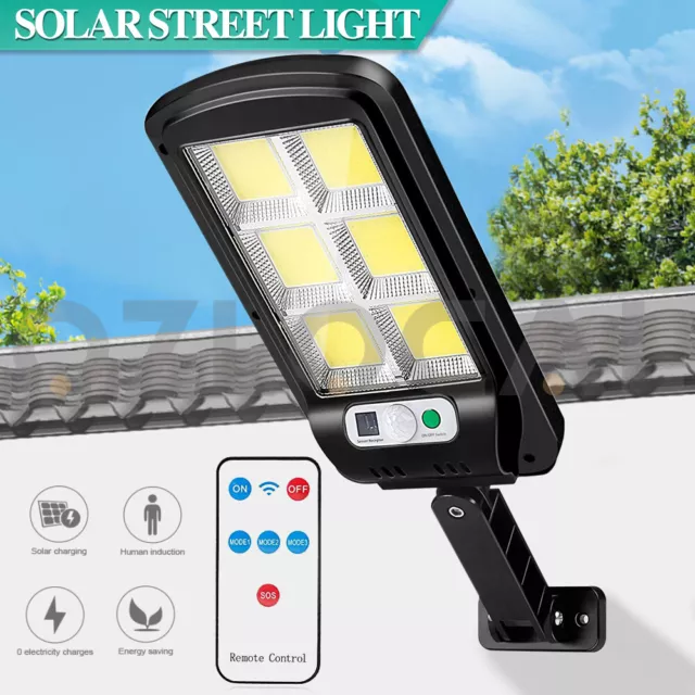 Solar Street LED Light Motion Sensor Remote Outdoor Garden Yard Flood Down Lamp