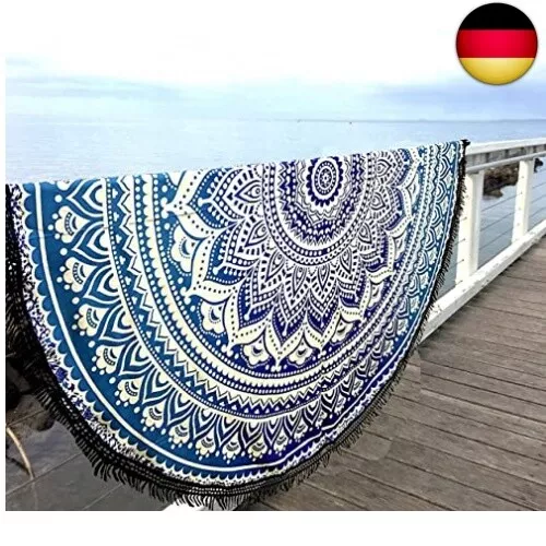 überwurf, Strandtuch, Yogamatte, indisches Mandala, rund, Baumwolle, Tischdecke