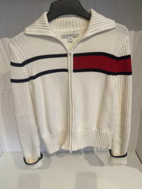 Tommy Hilfiger Sweater Womens Zip Up Chunky Vintage Size M Preowned