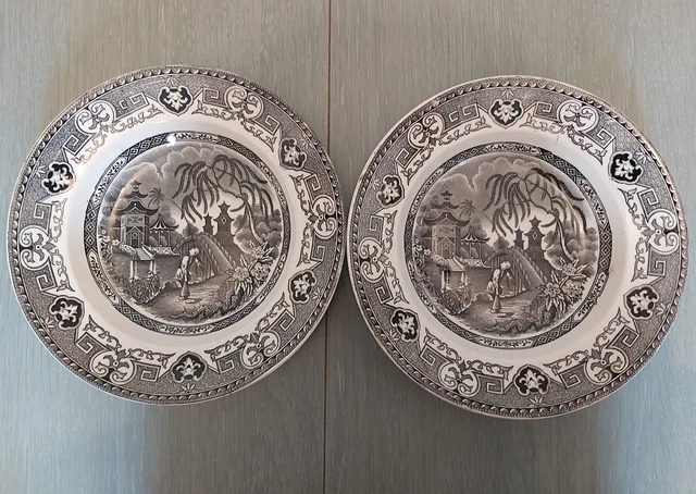 2 Assiettes Creuses U&C Sarreguemines Modele Yeddo Decor Japonisant Pagode 24Cm
