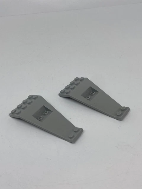 2X LEGO WING Plate Bi-Level 8x4x3 Light Gray 2x3 1/3 Angle vintage