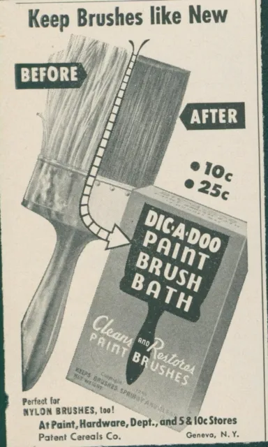 1951 Dic A Doo Paint Brush Bath Keep Brushes Clean Nylon Vintage Print Ad BH1