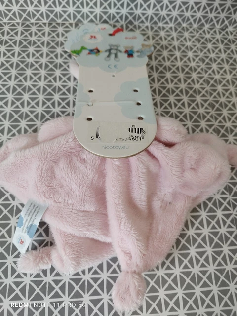 Doudou plat lapin rose bandana marron Simba Nicotoy neuf 3