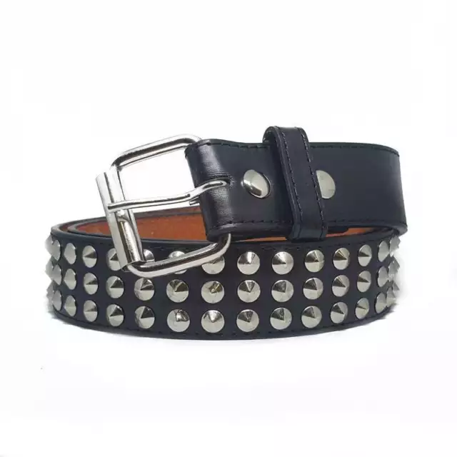 Bullet 69 Silver Metal Cone Studded Unisex Faux Leather Belt • Local Stock • ...