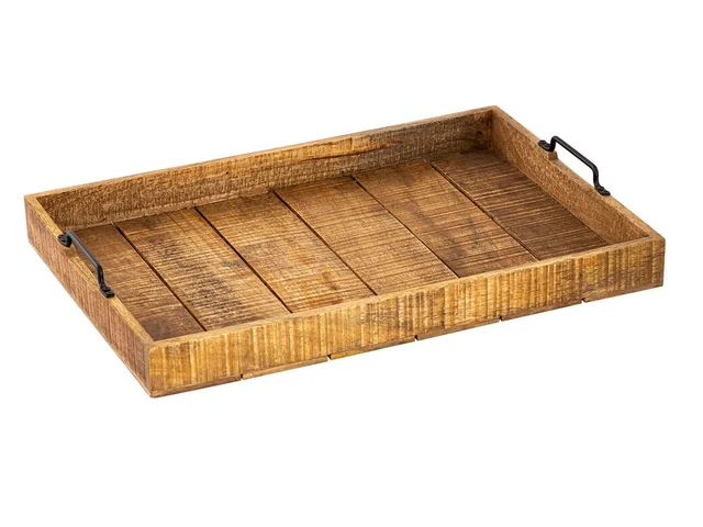 Plateau Décoratif En Bois XXL – 95 Cm De Long, Poignées, Idéal Pour Bougies Ou Présentation