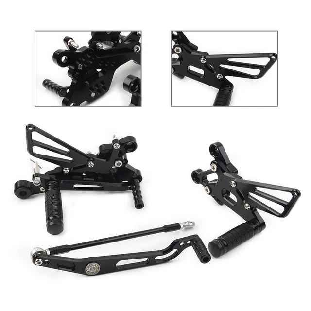 BLACK MOTORCYCLE REARSETS Foot pegs for Yamaha YZF R6 YZFR6 2006-2010 ...