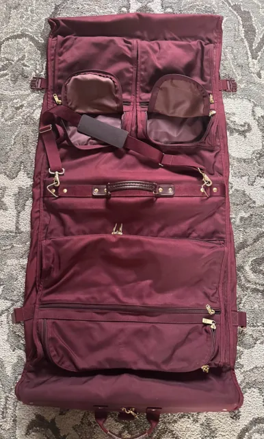 TUMI 'Alpha' Nylon Classic Bi Fold Garment Bag Burgundy Extra Large Shoulderhook 2