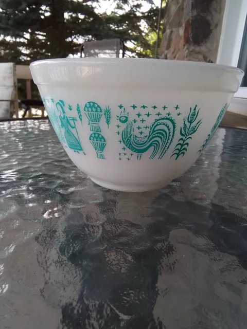 Pyrex Amish Butterprint 1.5 Pint Mixing Bowl White Turquoise #401