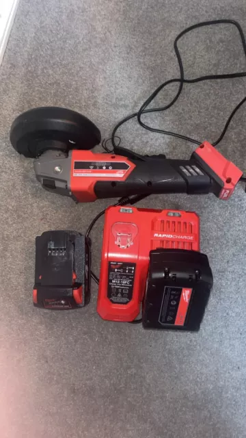 GENUINE MILWAUKEE M12-18FC Fast Rapid  Charger  + 2 Batteries And Angle Grinder