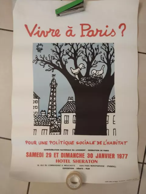 Ancienne Affiche Originale Vivre A Paris Hotel Sheraton 1977