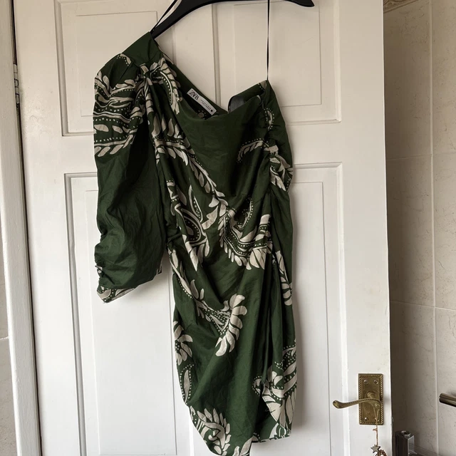 ZARA GREEN ONE Shoulder Paisley Print Mini Dress Size xl 12.94 - PicClick  UK