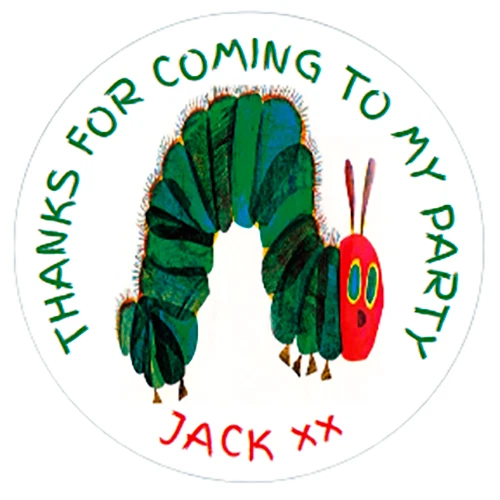 48 PERSONALISED THE VERY HUNGRY CATERPILLAR stickers 40mm £3.95 ...
