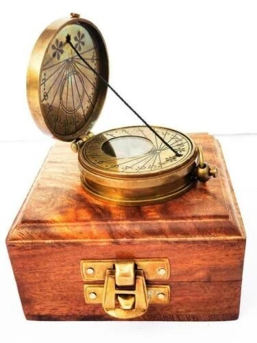 Vintage MADE FOR ROYAL NAVY Brass Pocket Compass Maritime Antique Nautical