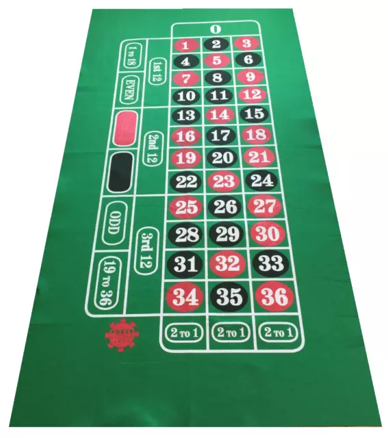 Giant Green Roulette Felt Baize Cloth Layout Large Playing Area - Pokerchipshop