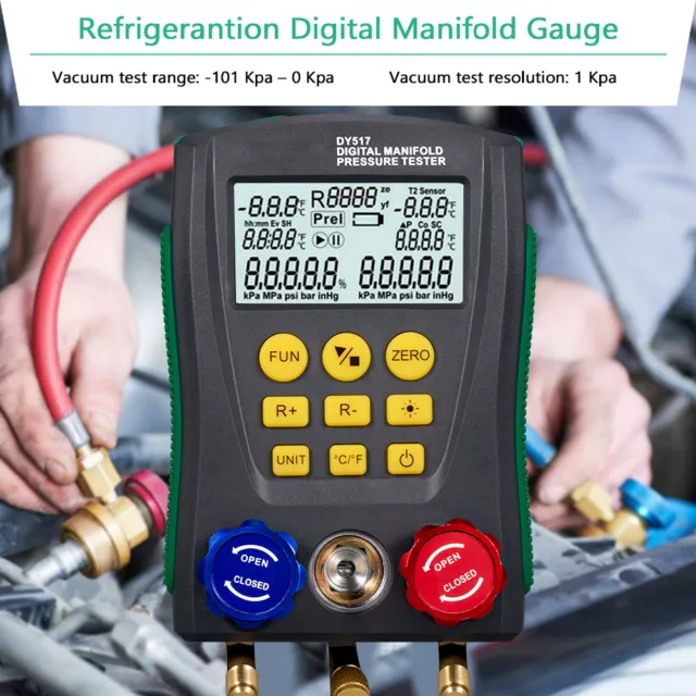 DY517 Pressure Gauge Refrigeration Digital Vacuum Pressure Manifold Tester