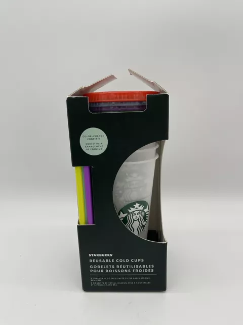 NOS STARBUCKS Summer 2021 Confetti Swirl COLOR CHANGING Reusable Cold Cups