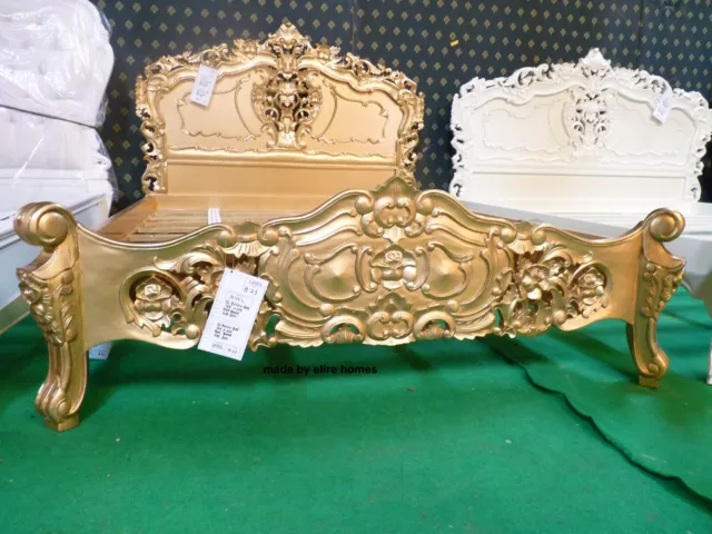 EU STOCK ~ EU Queen Size Mahogany French style furniture Baroque Gold Rococo Bed