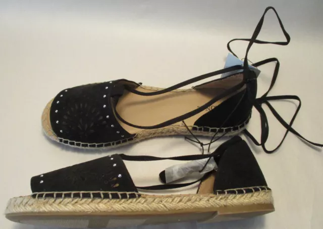 New w/ Tags Merona Braelyn Womens Lazercut Studded Espadrille Lace Up Flat Shoes