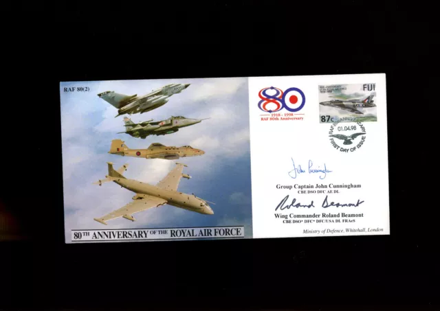 1998 80th Anniversary RAF Cover signiert von John Cunningham & Roland Beamont.