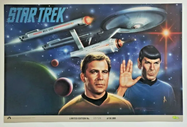 1992 Star Trek Poster Limited Edition #'d Kirk/Spock Shatner/ Nimoy NOS WS9C