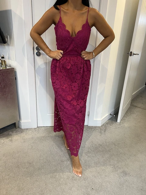LIPSY DRESS SIZE 12 Raspberry Pink Lace Strappy Prom Style Midaxi New With Tags 35.00 PicClick UK