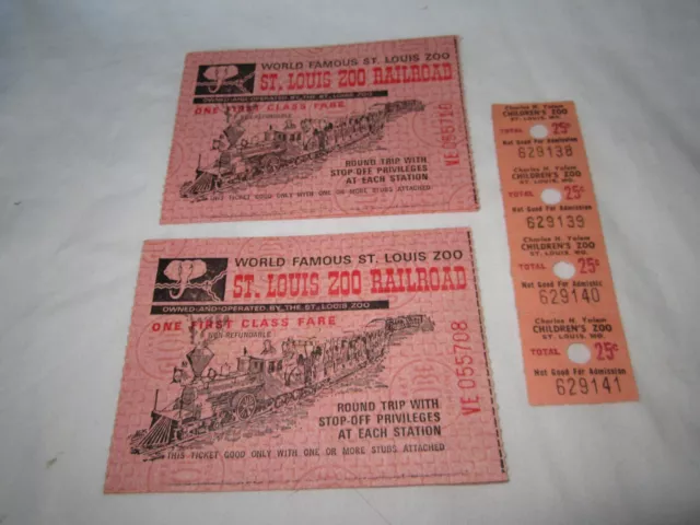 Lot 4 VTG 1960's Ticket Stubs St. Louis Zoo Railroad Train Missouri