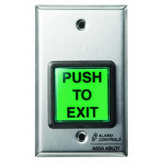 ALARM CONTROLS TS-2-2 Push Button,5" H,w/Green Luminaire