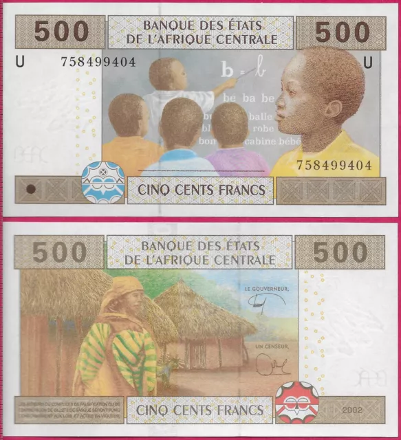 Central African States-Cameroon 500 Francs 2002 Unc Village Scene With Woman Sta