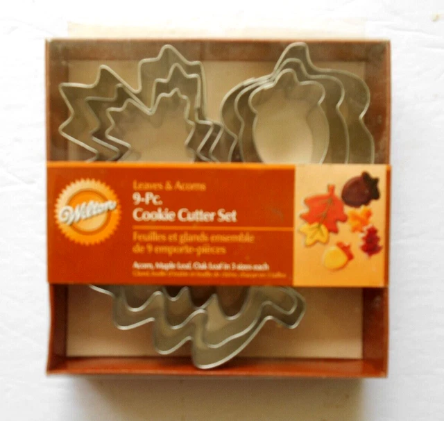 Wilton 9-Pc. Cookie Cutter Set~~Acorn, Maple Leaf, Oak Leaf in 3 sizes Each