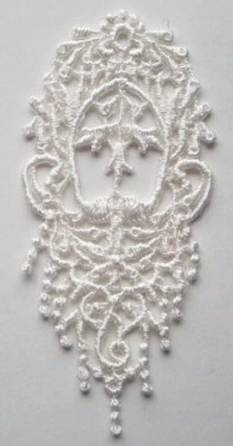 12 Vintage Lt Ivory 1 3/4" x 4 1/4" Rayon Sew/Glue Venise Lace Appliques vl-110