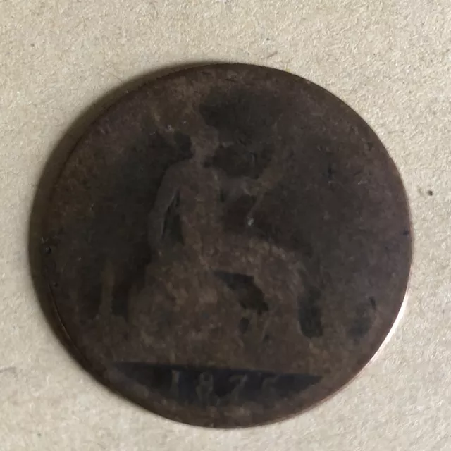 1875 Queen Victoria Bun Head One Penny 1d