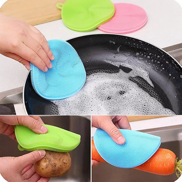 Esponjas Ollas Multiuso de Silicona Para Cocina Baño Y Limpieza Personal 3PZ