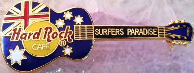 Hard Rock Café Surfeurs Paradis Bleu Gibson Acoustic Drapeau Guitare Broche Hrc