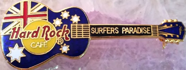 Hard Rock Café Surfeurs Paradis Bleu Gibson Acoustic Drapeau Guitare Broche Hrc