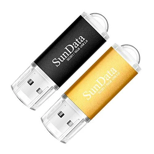 SunData Clé USB 16 Go Lot de 2 USB 2.0 Flash Drive Mémoire Stick Stockage Don...