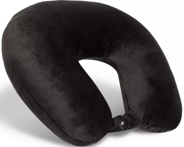 Protégé Microfiber Travel Neck Pillow,100% Polyester Fleece Knit, Black