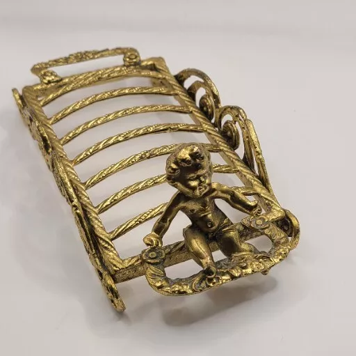 Soap dish brass gold cherub.Hollywood Regency. Victorian. Ormolu french gilt.Vtg