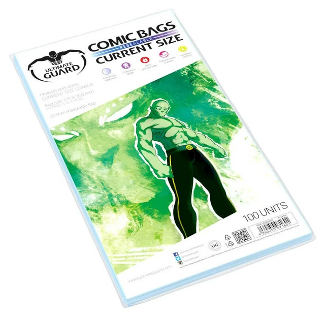 Ultimate Guard Pack 100 Pockets Comics Current Size Resealable Bags 71601