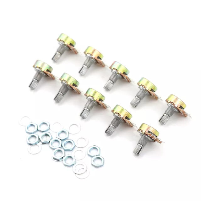 10X100K Ohm Linear Taper Rotary Potentiometer Panel Pot B100K 15mm 3Pin WH148 #U